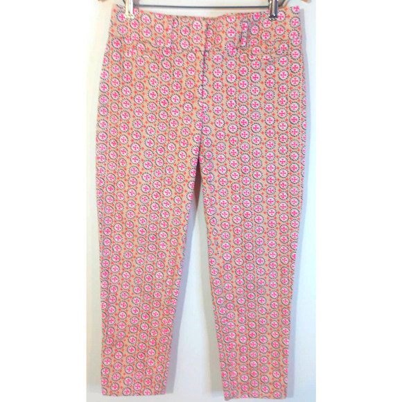 LOFT Pants - The LOFT Women Sz 0 Julie The Rivera Pant Crop Tan Coral Pink Mandala Boho Work